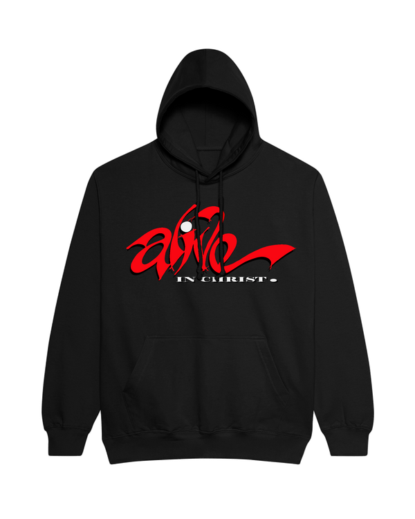 Alive in Christ - graphic hoodie - red and black